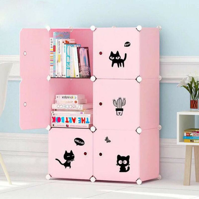 Tủ nhựa ghép 6 ô - tủ quần áo - hồng icon
