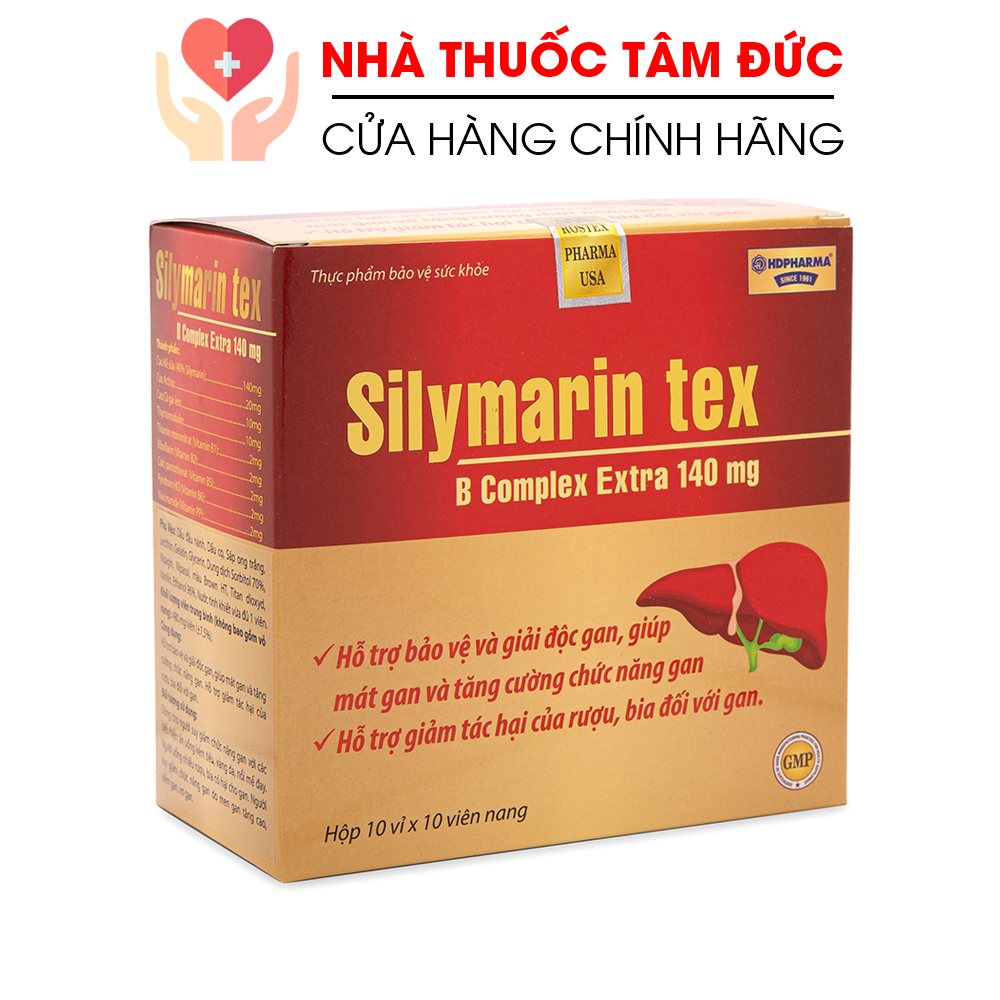 Viên uống bổ gan Silymarin Tex giúp giải độc gan mát gan tăng cường chức