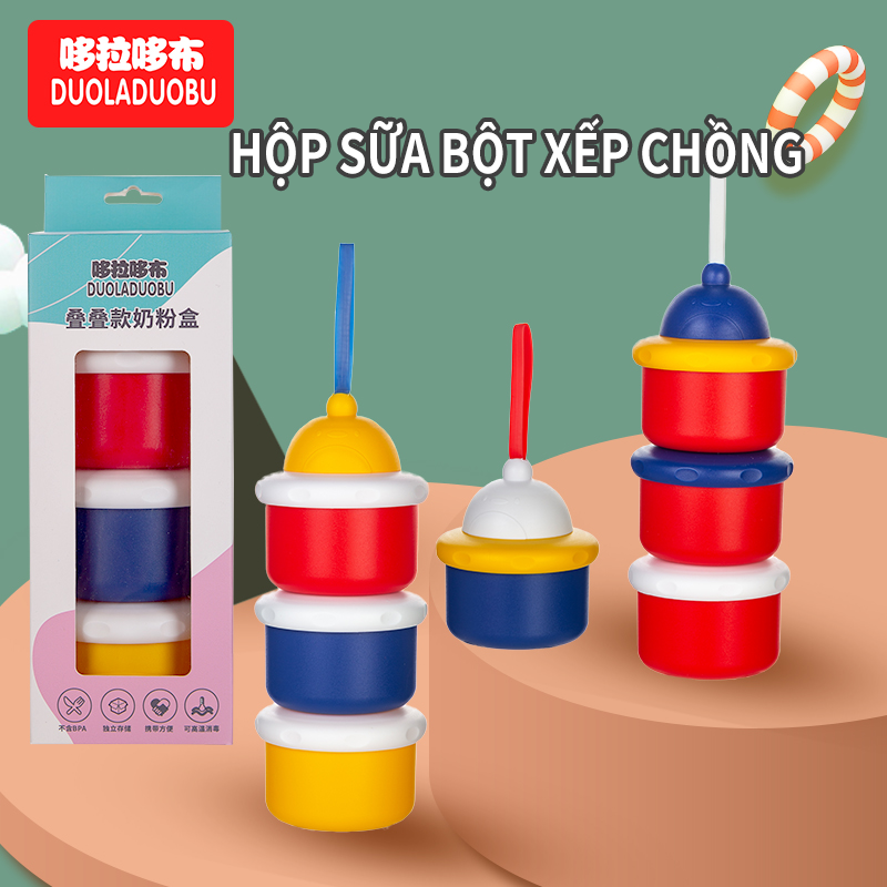 23MY6424 Hộp sữa bột ba lớp cho bé hộp thức ăn bổ sung đi ra ngoài Hộp sữa