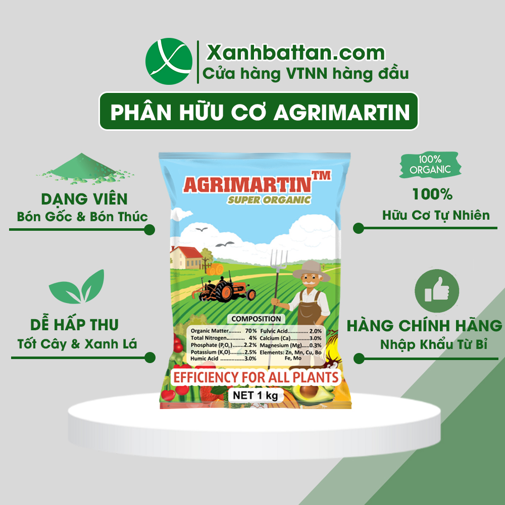 Phân Hữu Cơ Agrimartin Nhập Khẩu Từ Bỉ Gói 1 Kg