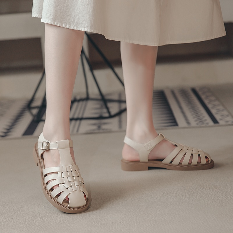 Giày sandal rọ đan dây da mềm ulzzang phong cách vintage hàn quốc - sa003