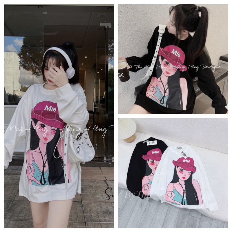 Áo sweater nữ nỉ form rộng, áo nỉ sweater nữ MIE AS95
