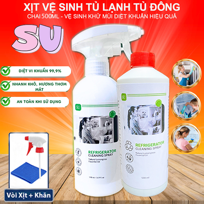  Dung Dịch Xịt Vệ Sinh Tủ Lạnh Lò Vi Sóng SU X5 Cleaner 500ml Vệ Sinh Khử Mùi Khử Khuẩn Hiệu Quả - Công Nghệ Nano Bạc Châu Âu 