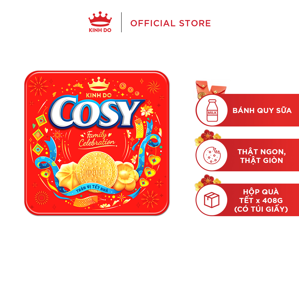 [CÓ TÚI GIẤY] Bánh quy Cosy bơ thập cẩm và Marie Tết, hộp quà Tết 408g