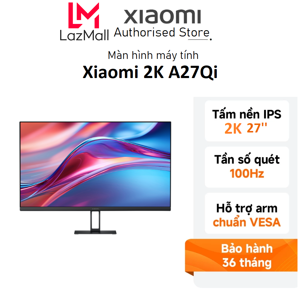 Màn hình máy tính Xiaomi 27inch 2K(2560x1440p) A27Qi IPS 100HZ ELA5812EU - Chính hãng Digiworld