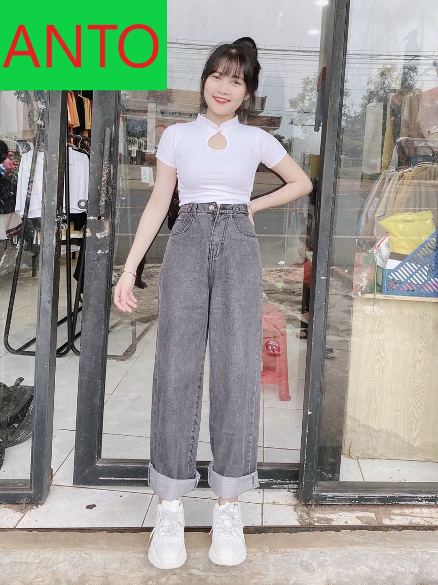 [ FREESHIP ] QUẦN JEAN ỐNG RỘNG NỮ MÀU XÁM LƯNG SIÊU CAO SIÊU HOT SIÊU CÁ TÍNH ANTO