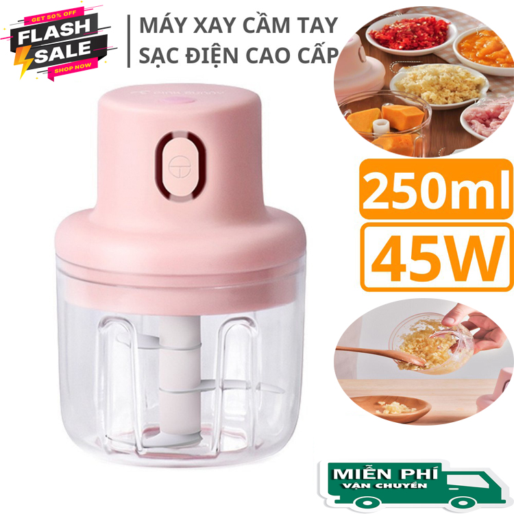 [Hàng chính hãng loại 1] MÁY XAY TỎI  ỚT MINI BẰNG ĐIỆN-PIN SẠC- 45W- Bảo Hành 6 Tháng- Gía Sale Sập Sàn