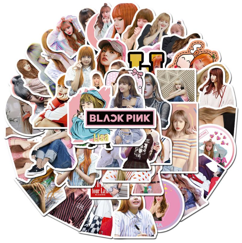 [HCM]Bộ Lisa -  nhóm nhạc Black Pink decal hình dán chống nước trang trí xe laptop nón bảo hiểm vali #184