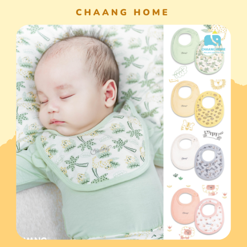 Set yếm tròn cotton cho bé trai bé gái sơ sinh Chaang tiger