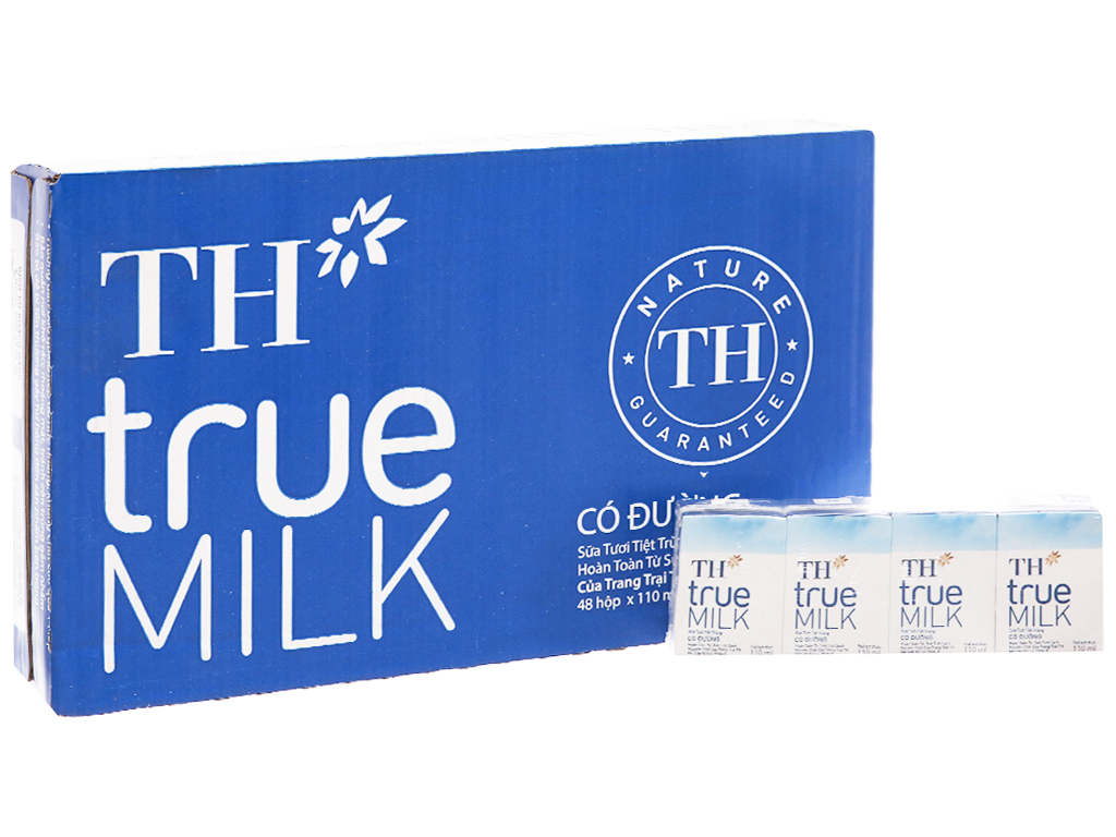 Thùng 48 hộp sữa tươi tiệt trùng có đường TH True Milk 110ml
