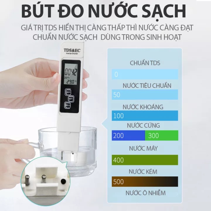 Bút đo tds 3 in 1 - máy đo tds và ec thử nước sạch loại tốt