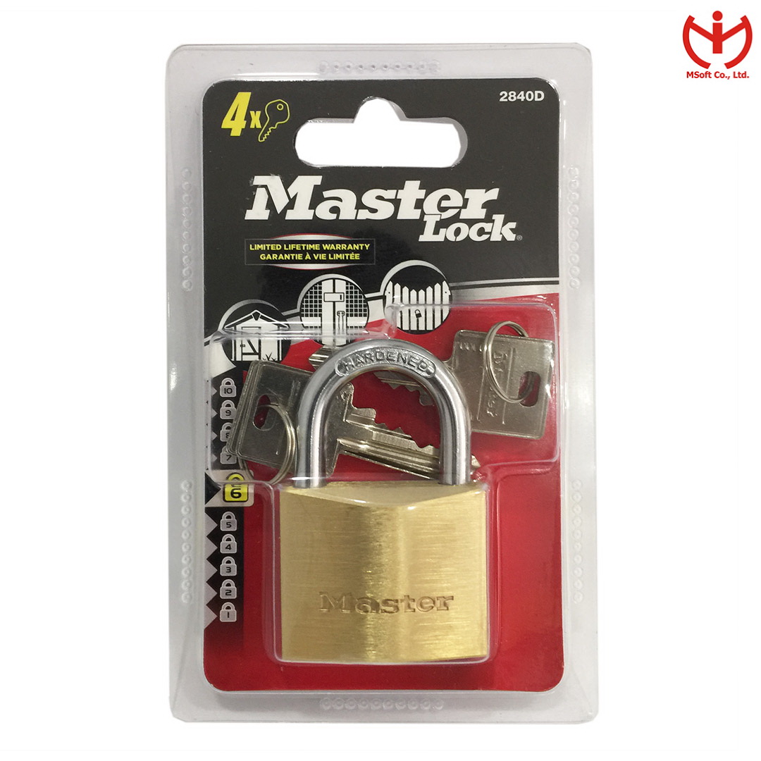 Ổ khóa master lock 2840 eurd thân đồng rộng 40mm chìa răng cưa - msoft