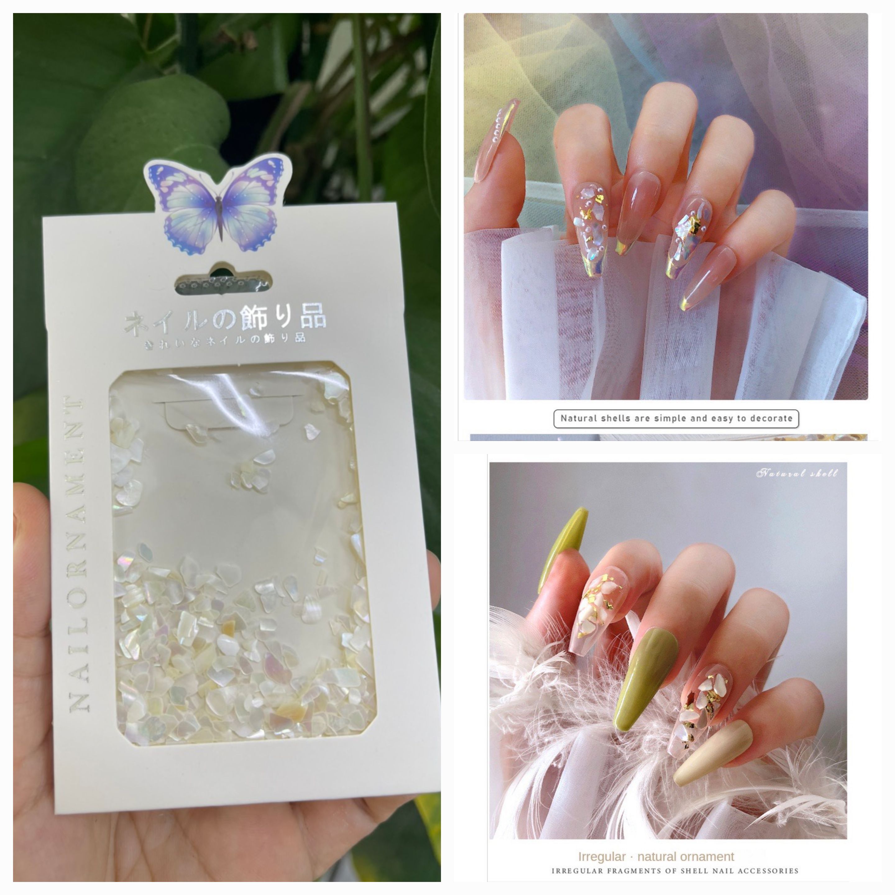 Phụ kiện xà cừ trắng trang trí móng tay nail