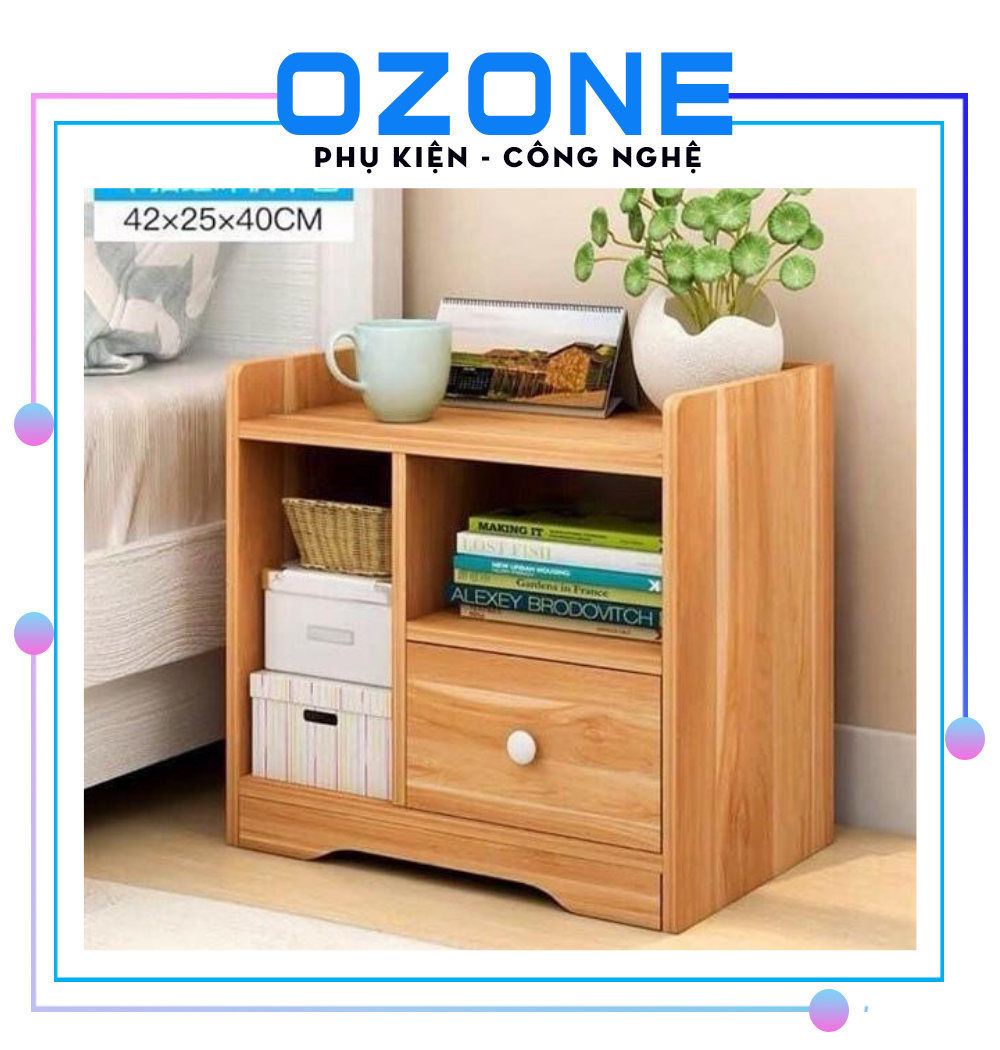 Tủ gỗ 1 ngăn kéo 2 hốc tủ-tủ gỗ đầu giường 2 ngăn kéo- kệ gỗ đầu giường- tap gỗ-kệ gỗ đa năng