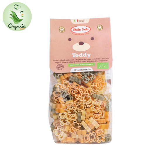 Nui rau củ hữu cơ hình gấu Teddy 200g Dalla Costa - Organic Teddy Bear Vegetable Noodles 200g Dalla Costa