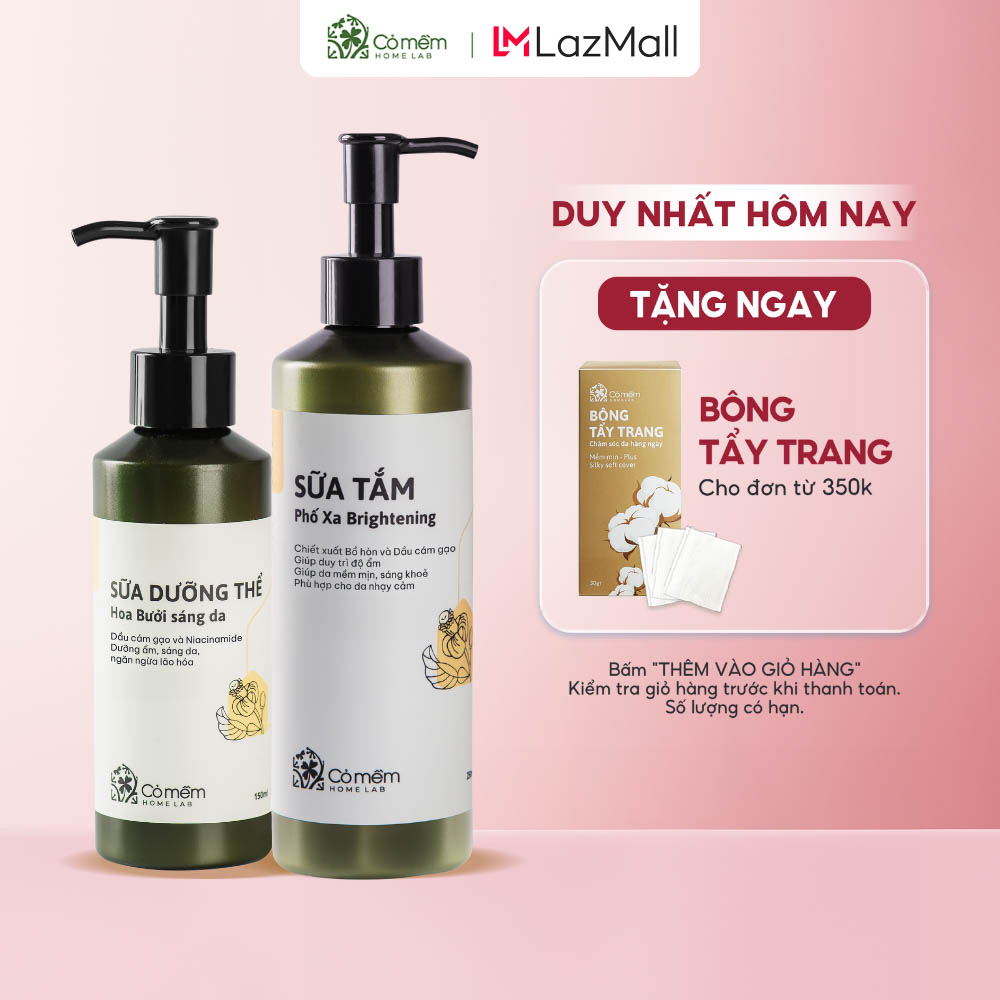 Bộ sữa tắm dưỡng thể dưỡng sáng da cỏ mềm 400g