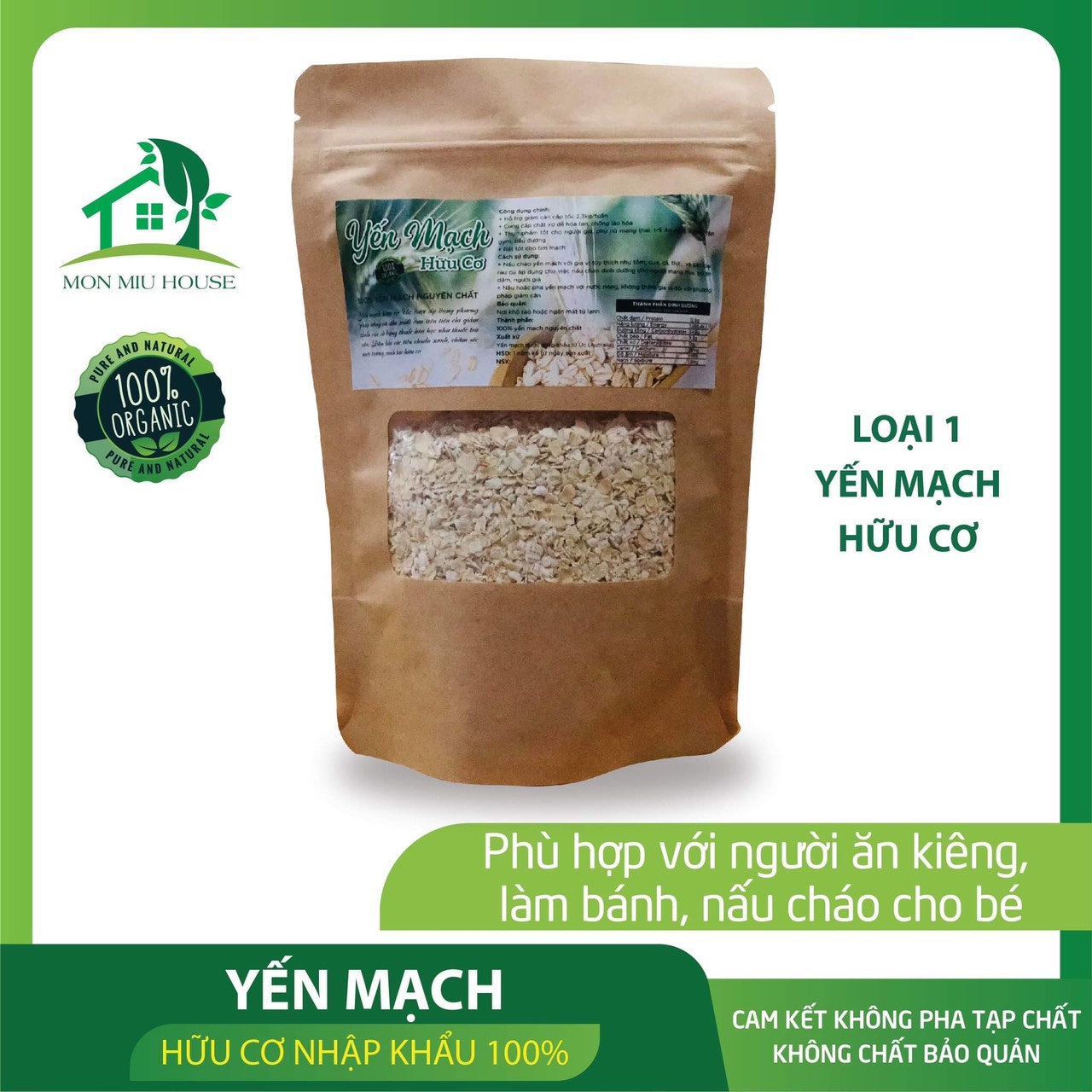 Yến Mạch Úc tươi cam kết nguyên chất 100% (Gói 300g)