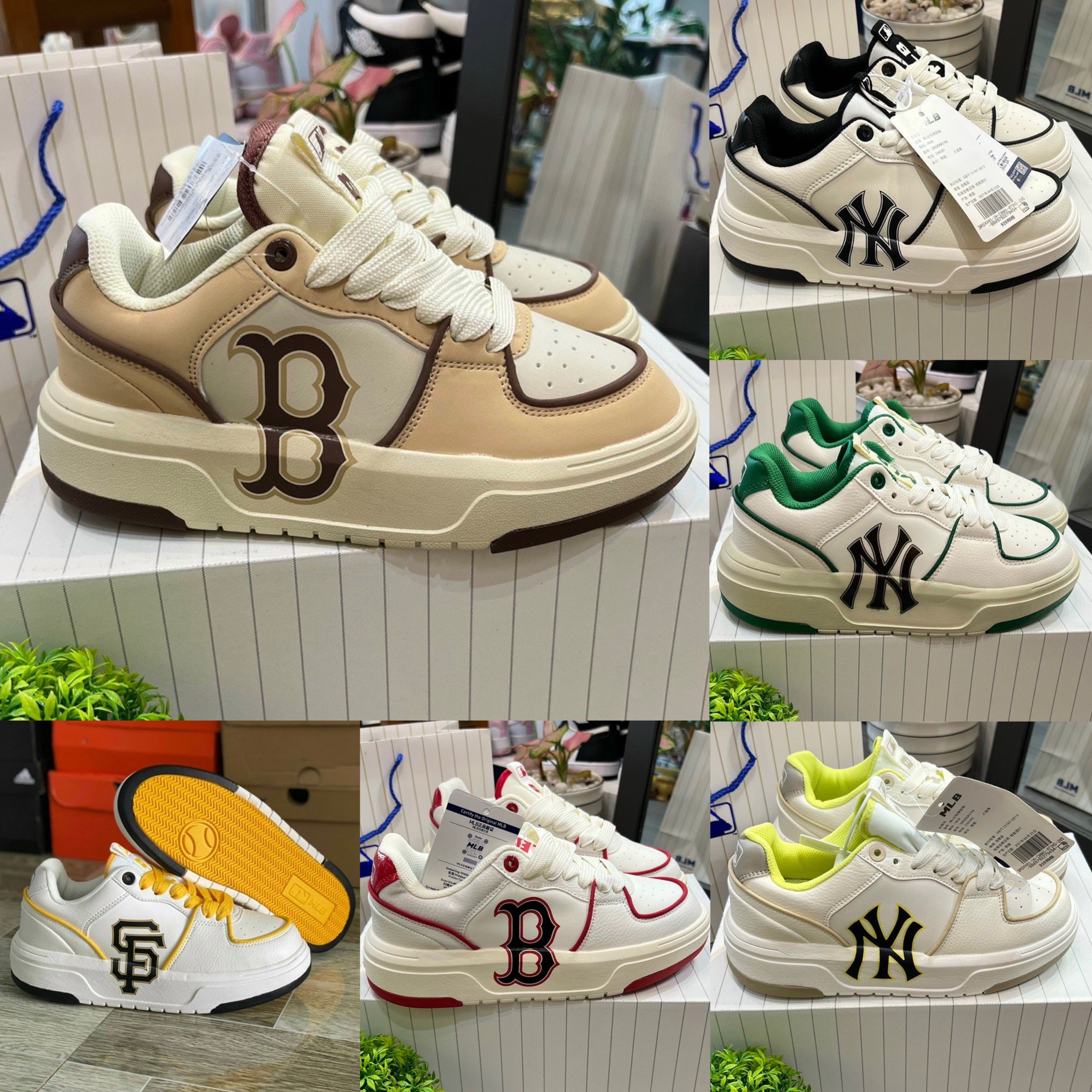 Giày MLB Chunky Liner New York Yankees cổ thấp, giày mlb nam nữ hot trend full bil box