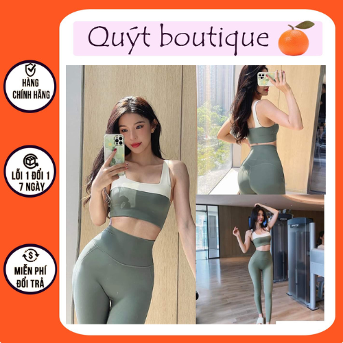 Bộ tập gym, yoga nữ, đồ tập gym, yoga quần dài áo bra có sẵn mút ngực siêu xinh S030 | Quýt Boutique Đồ Tập Gym, Yoga