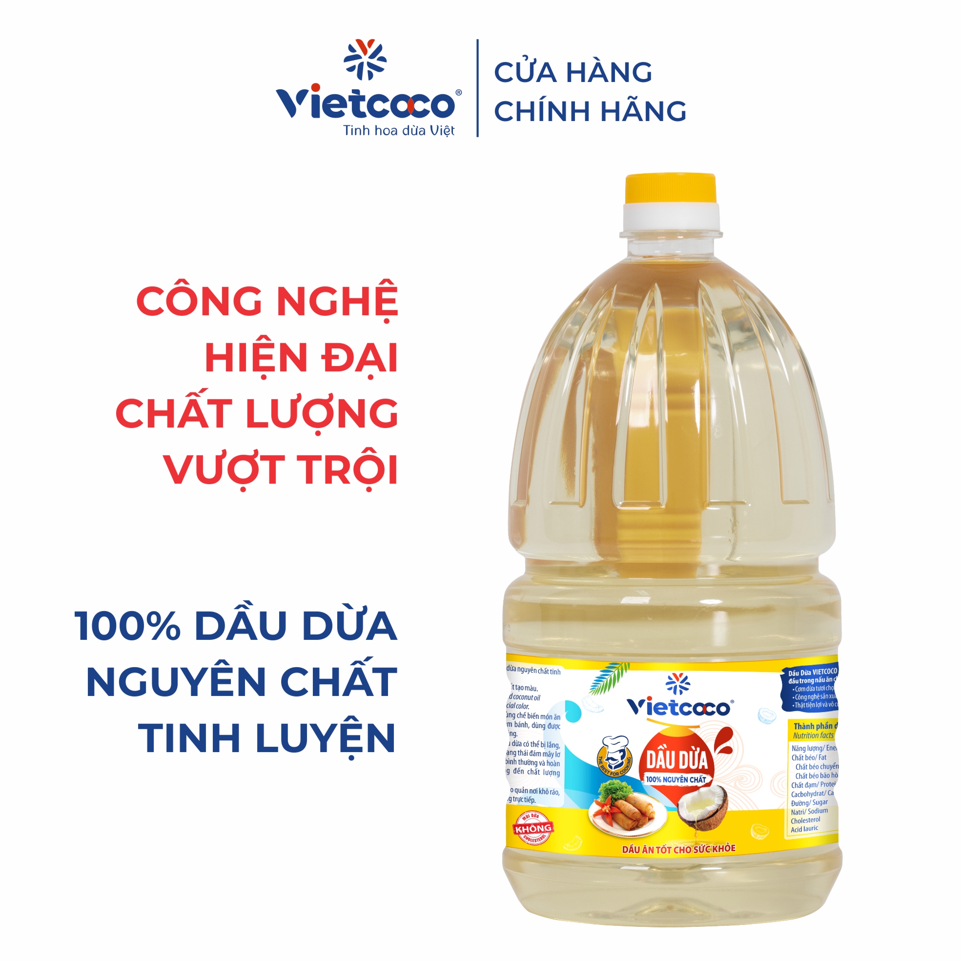 Dầu dừa nấu ăn Vietcoco 2Ldầu dừa tinh luyện nguyên chất