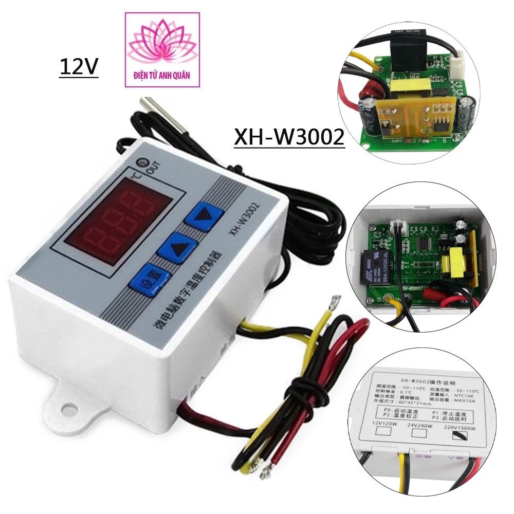 Máy Tính Kỹ Thuật Số Điều Khiển Nhiệt Độ 10A XH-W3001 12V Có Công Tắc.