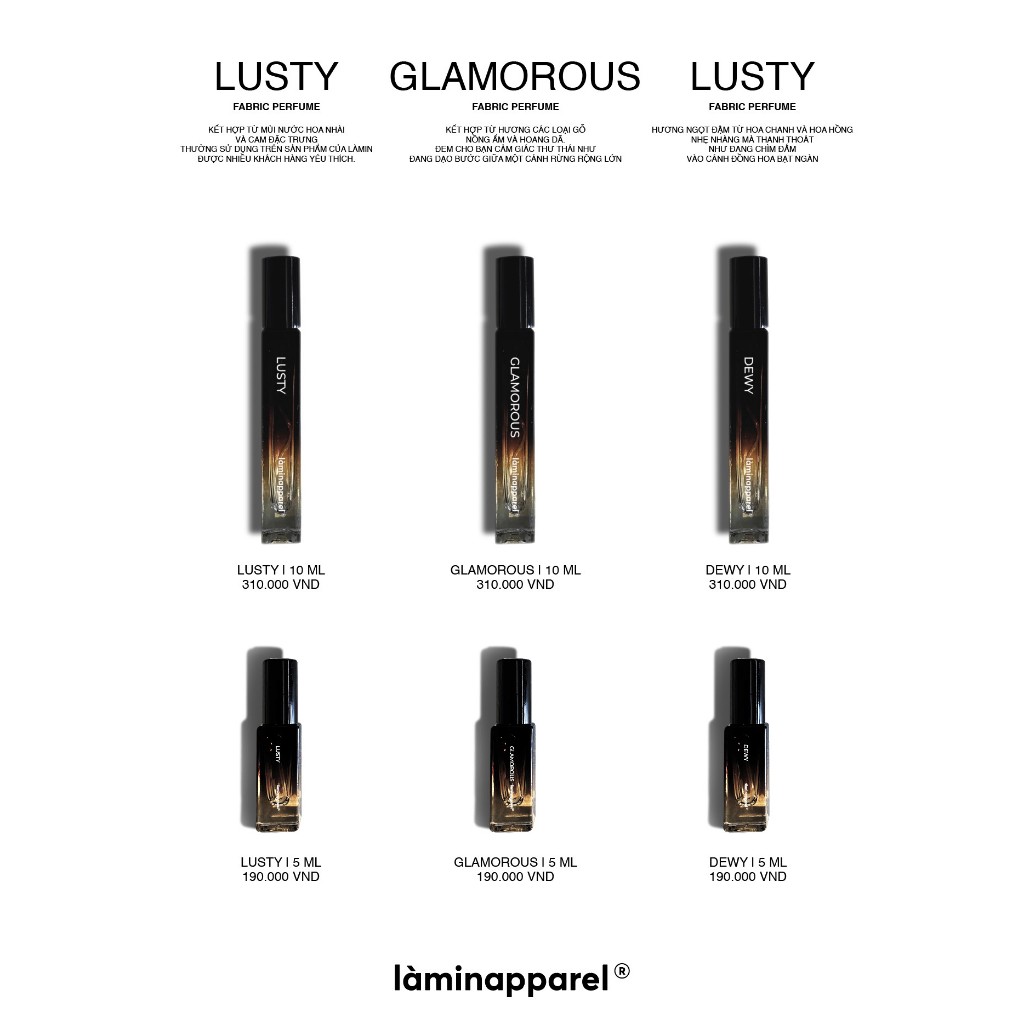 Làminapparel - fabric perfume - xịt thơm quần áo tủ đồ, nước hoa quần áo thơm lâu, dung tích 5ml, 10ml