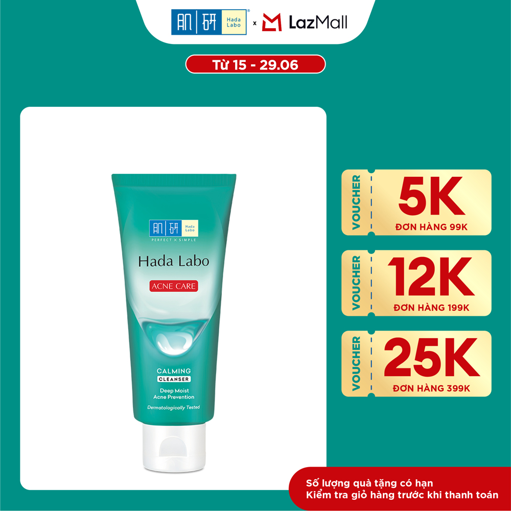 Sữa rửa mặt Hada Labo cho da dầu mụn, da nhạy cảm Hada Labo Acne Care Calming Cleanser 80g