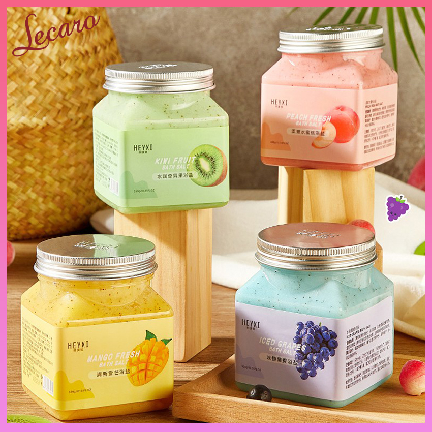 [HCM]Tẩy Tế Bào Chết Body Heyxi 350g Muối Tắm Tẩy Tế Bào Chết Body Hoa Quả Dưỡng Trắng Da Hợp Cùng Sữa Tắm Giảm Thâm Da Viêm Nang Lông Giúp Da Trắng Sáng Dùng Như Muối Tắm Sữa Bò Lecaro
