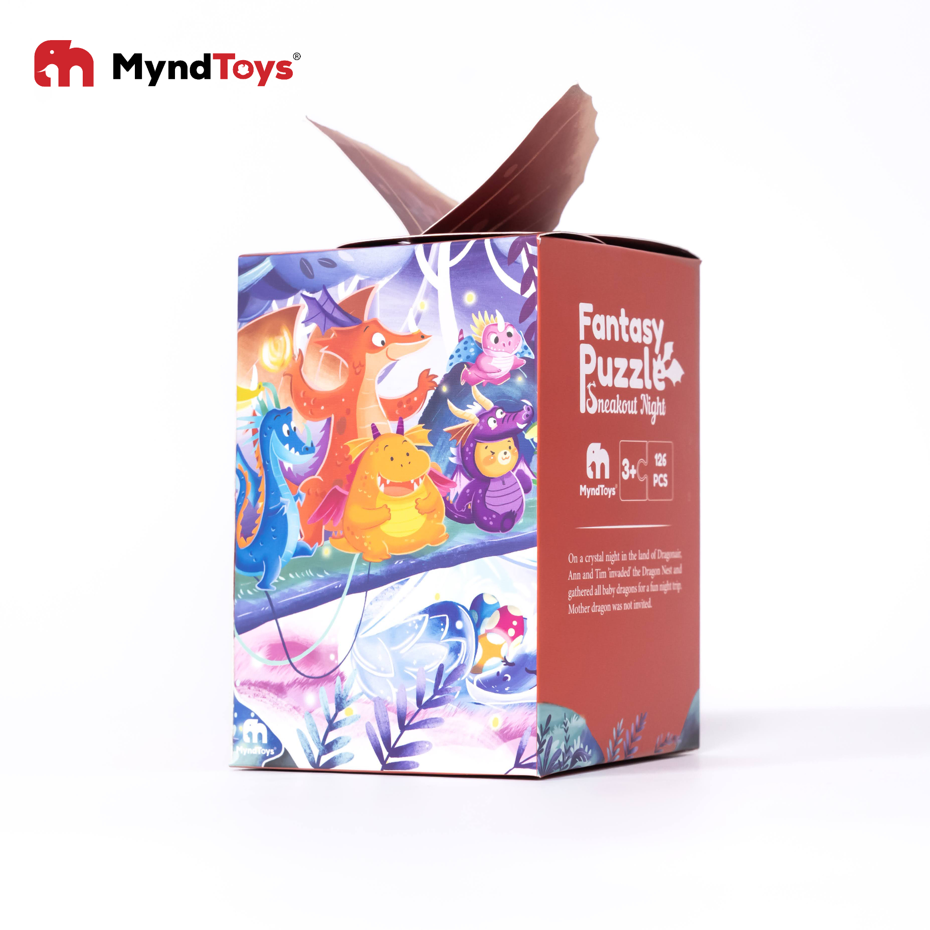 TRANH GHÉP HÌNH RỒNG LỬA giúp trẻ thông minh sáng tạo có tặng kèm sticker cho bé từ 3.5 tuổi chính hãng Myndtoys Singapore | FANTASY PUZZLE SNEAKOUT NIGHT