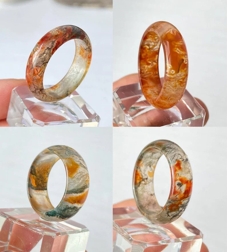 [HCM]Nhẫn huyết ngọc thủy tảo, vân đa sắc rực rỡ siêu VIP, đá trong vắt, ảnh thực tế - xưởng buôn đá phong thủy Huỳnh Đào