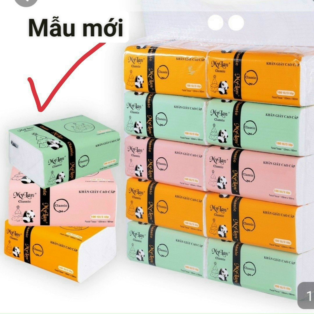 10 gói khăn giấy rút gấu my lan chính hãng mix 3 màu mới 3 lớp 120x180mm