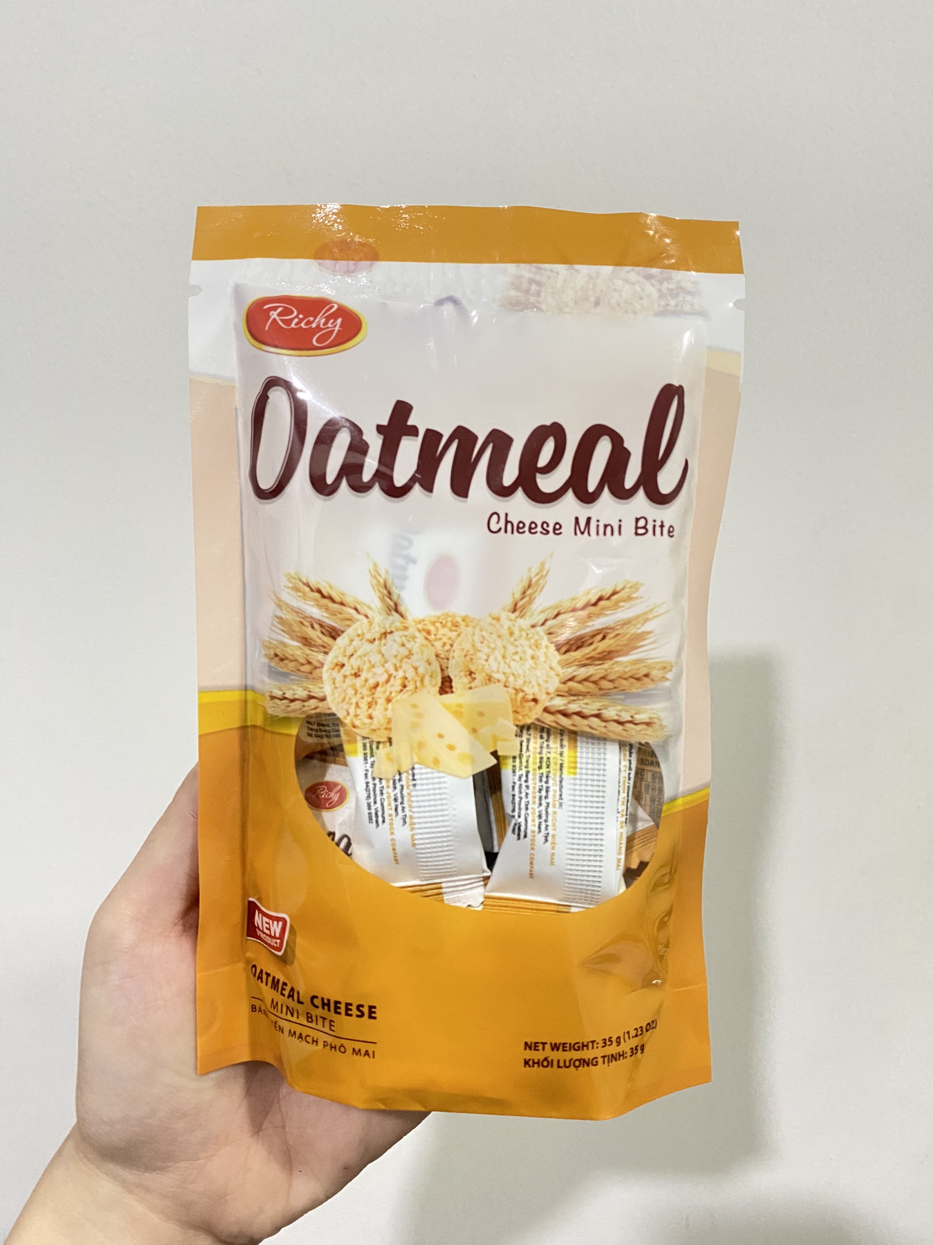 Bánh Yến Mạch Richy Oatmeal Cheese Mini Bite Vị Phô Mai (Gói 35g)