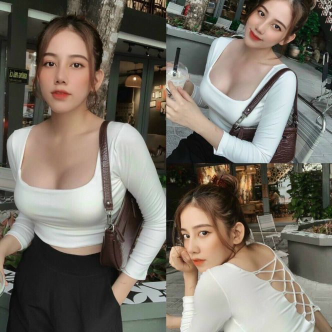 HOT STYTE NỔI SỐT,ÁO THUN TAY DÀI ÁO CÓ MOD,ÁO ĐAN DÂY SAU LƯNG DÁNG CROPTOP FORM HOT GIRL 45KG