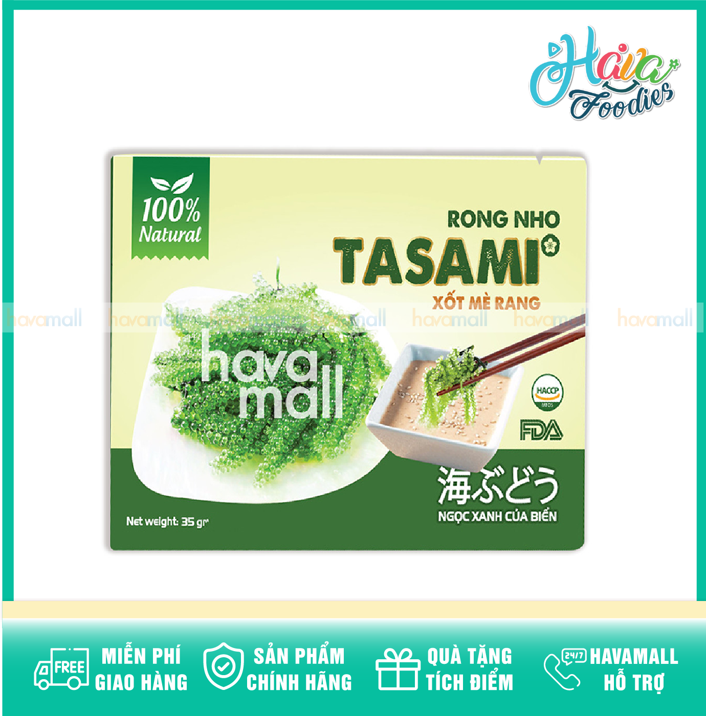 [HCM]Rong Nho Tasami 35gr Kèm Gói Sốt Mè Rang – Tasami Sea Grapes With Roasted Sesame Sauce 35g