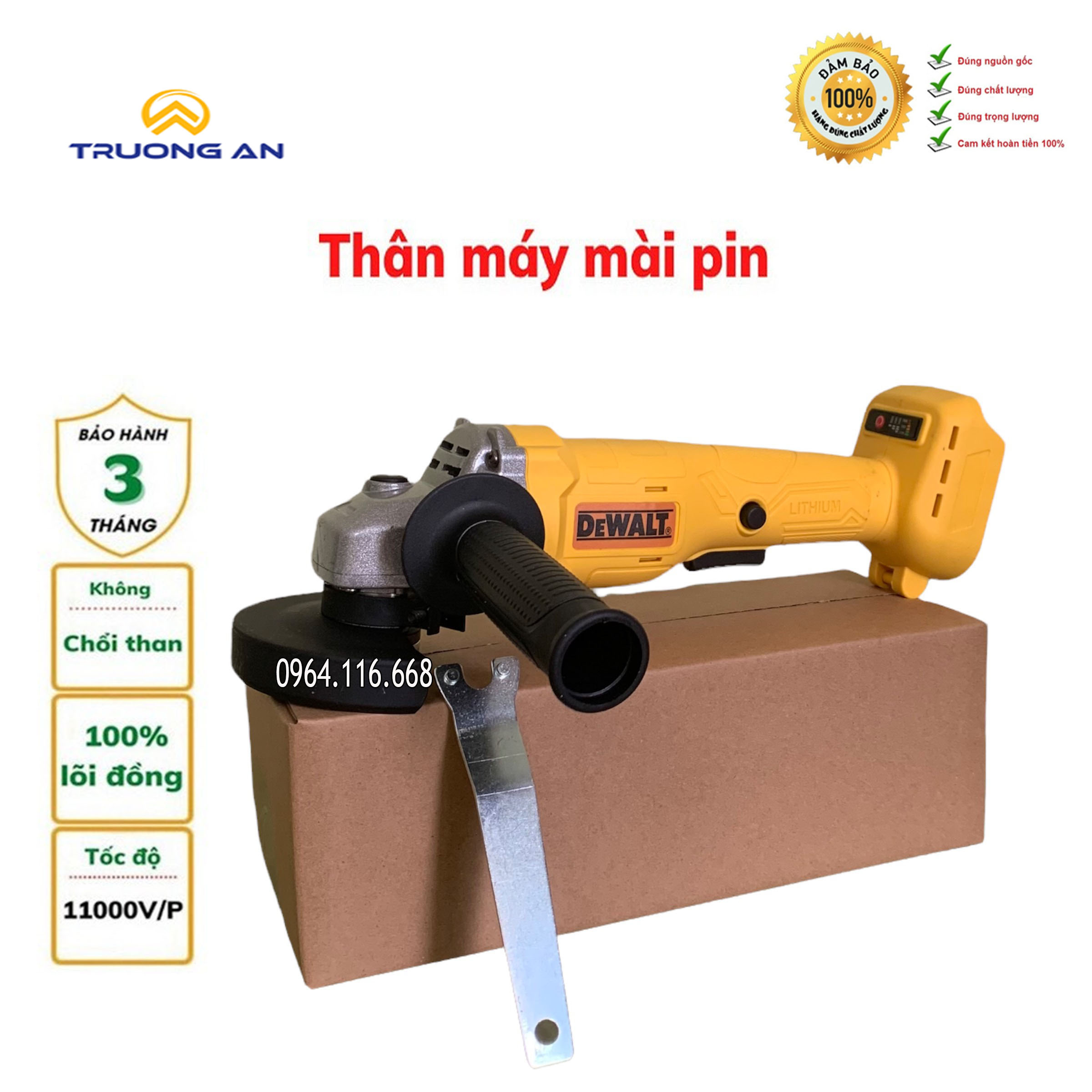 Thân máy mài pin dewalt mẫu mới không chổi than lõi đồng