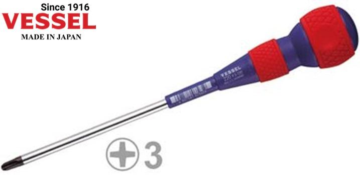 Tô vít tay tròn Vessel Nhật Bản No.220 +3x150 Chống trơn và truyền lực tốt