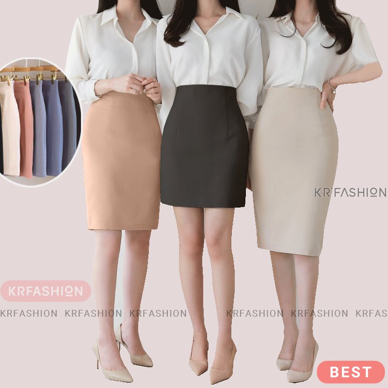 Chân váy công sở bút chì Cao Cấp SK2100 KRFashion style Hàn Quốc - Váy 2 lớp, Cạp cao, váy nữ ngắn dài co dãn tốt,  đẹp cao cấp có lớp lót trong và xẻ sau