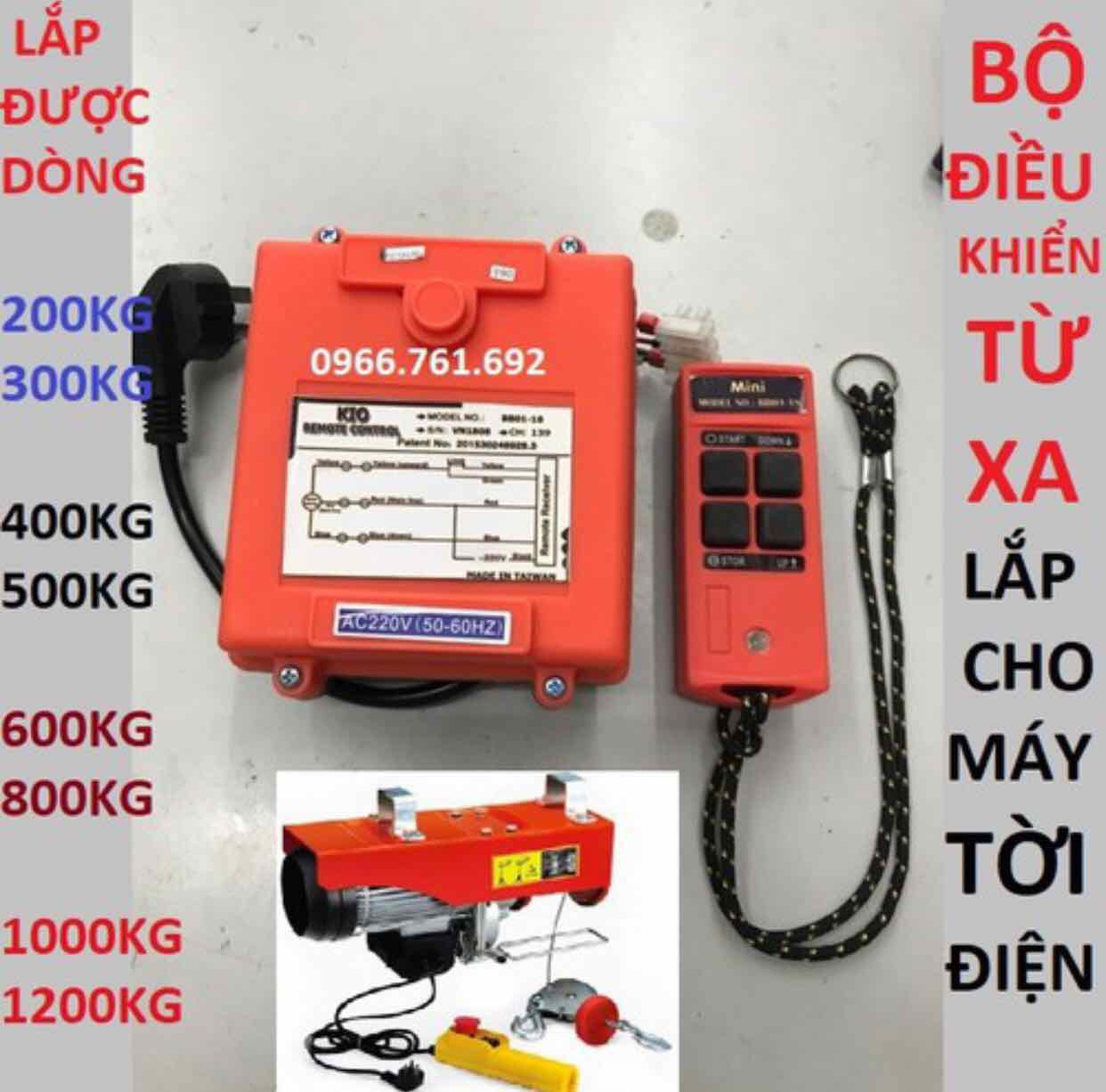 Điều khiển từ xa lắp cho máy tời điện - điều khiển lắp cho máy tời