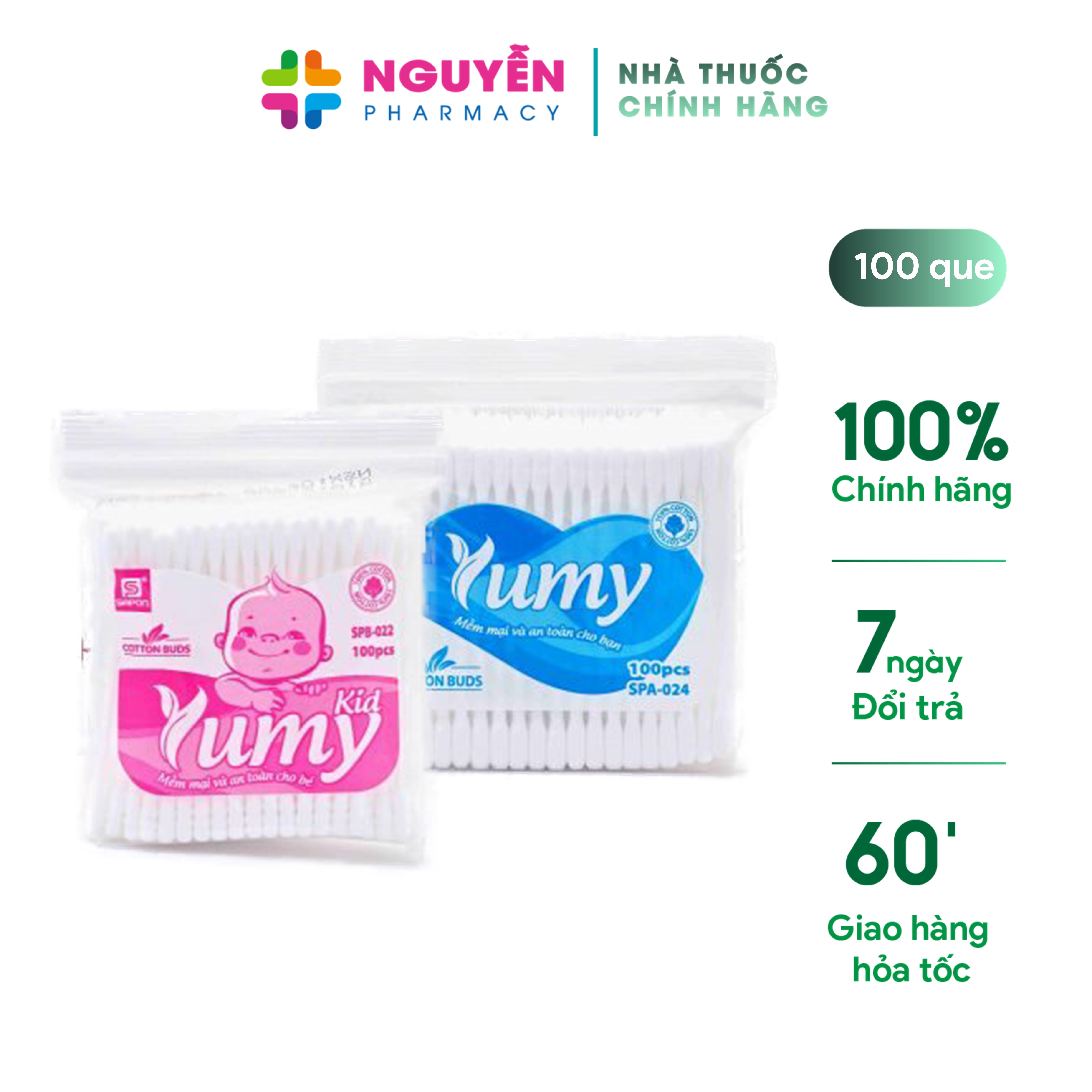 Tăm bông cao cấp yumy - túi 100 cái