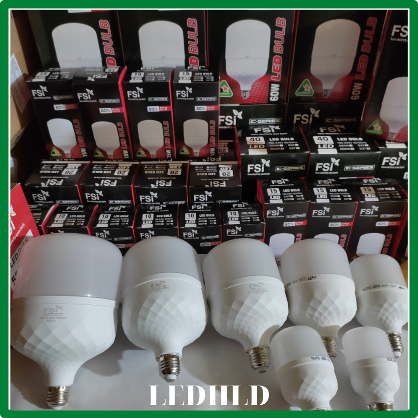 Bóng đèn LED trụ 10w 15W 20 W 30W 40W 50W 60W FSI tiết kiệm điện siêu sáng ánh sáng trắng vàng, ledhld
