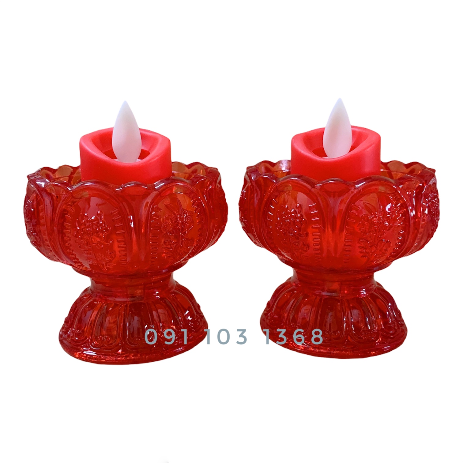 [HCM]Cặp 2 cốc nến thờ ( nến điện ) hoa sen siêu đẹp