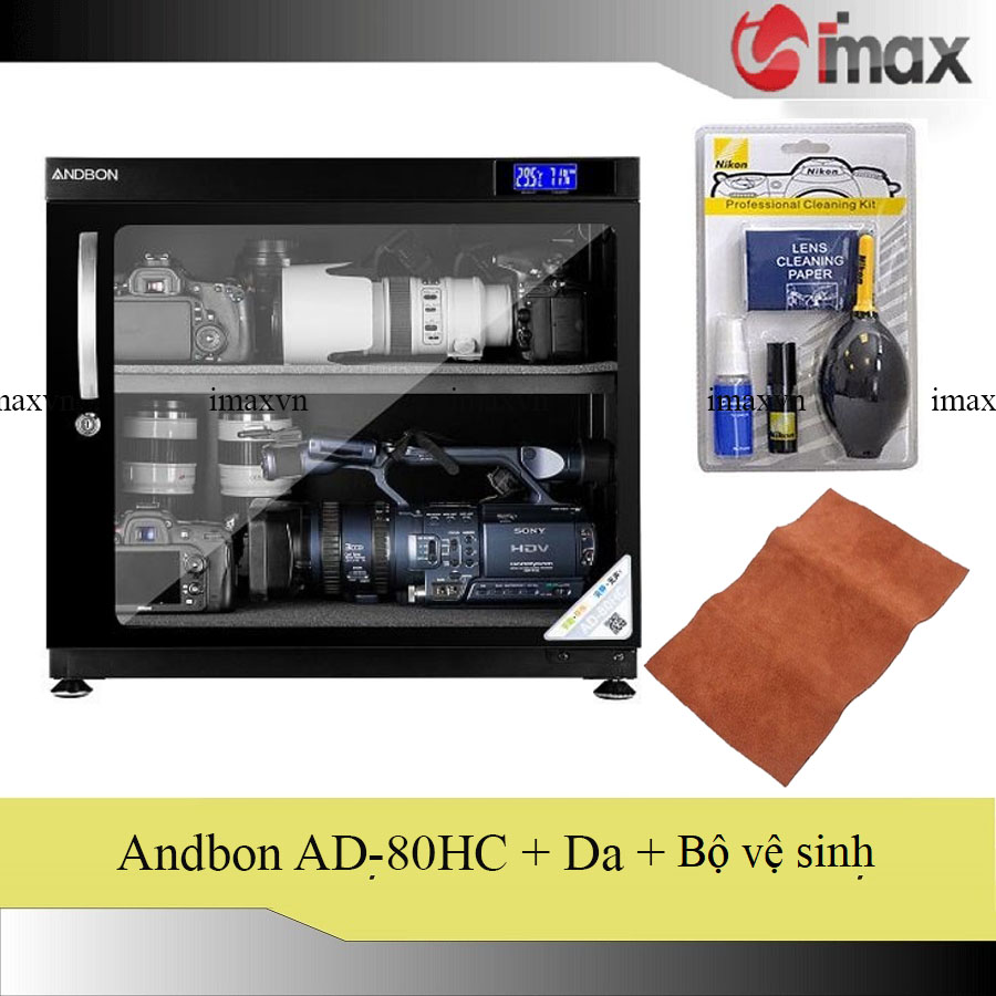 Tủ chống ẩm andbon ad-80hc - công nghệ japan + bộ vệ sinh máy ảnh 8 in 1 + tặng da cừu lau len