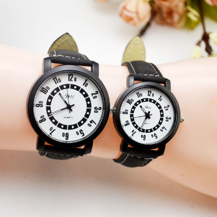 [HCM]Đồng hồ đôi hàn quốc số họa tiết thủy ngân - Giá bán trên là 2 chiếc như hình + tặng kèm thêm 2 viên pin