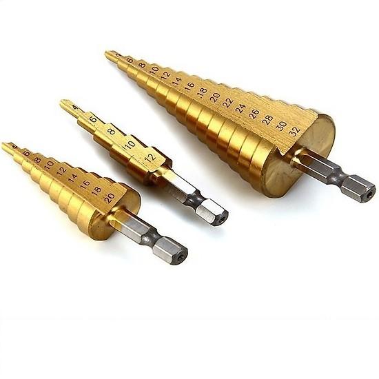 Mũi khoan - mũi khoan đa năng - bộ ba mũi khoan bước tháp titanium4-32mm cao cấptiện lợi và an toànbảo hành 1 đổi 1