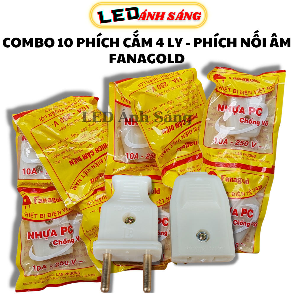 Combo 10 phích cắm 4 ly, phích nối âm Fanagold