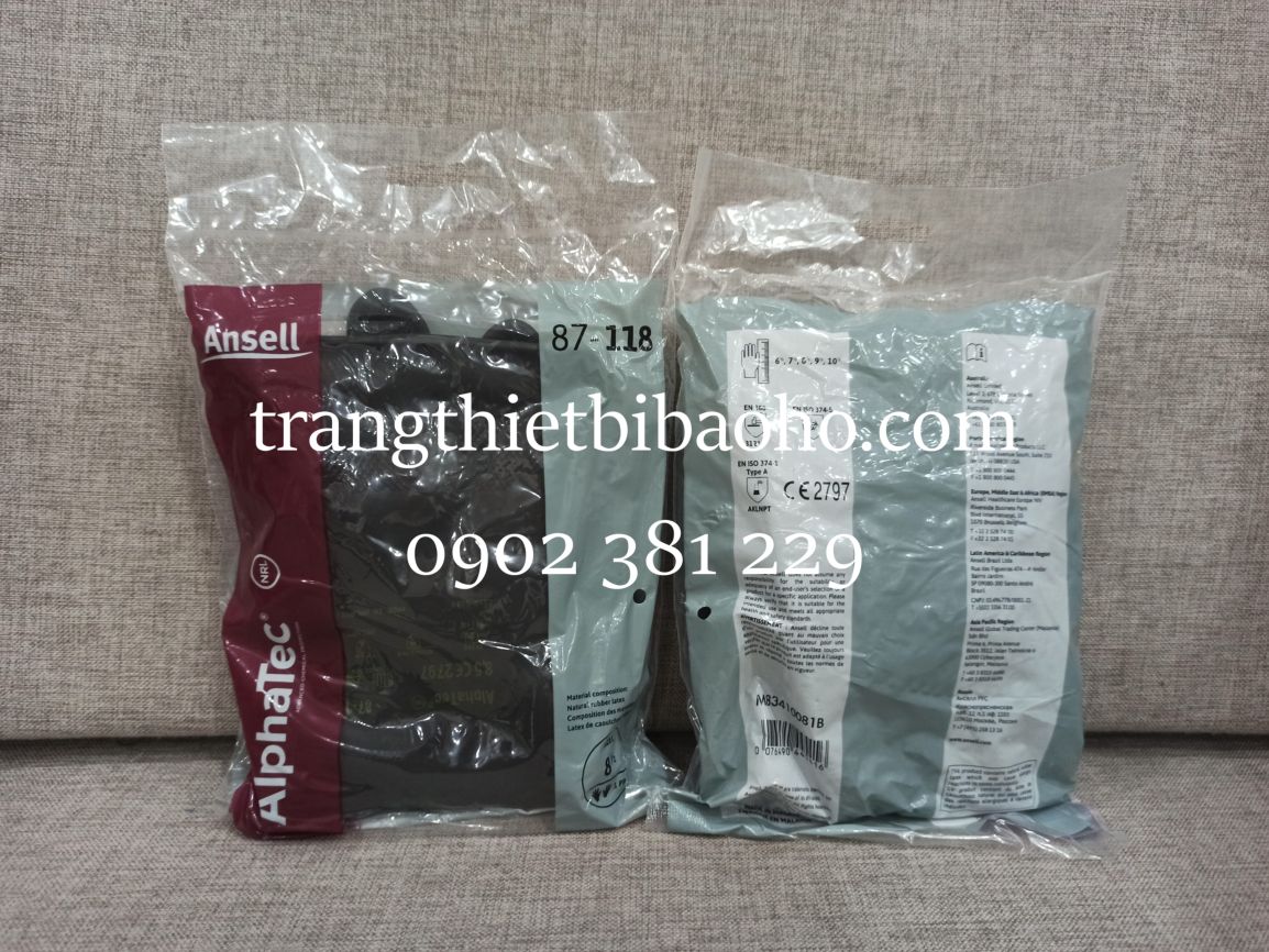 Găng tay cao su chống hóa chất, chống axit Ansell Alphatec 87-118