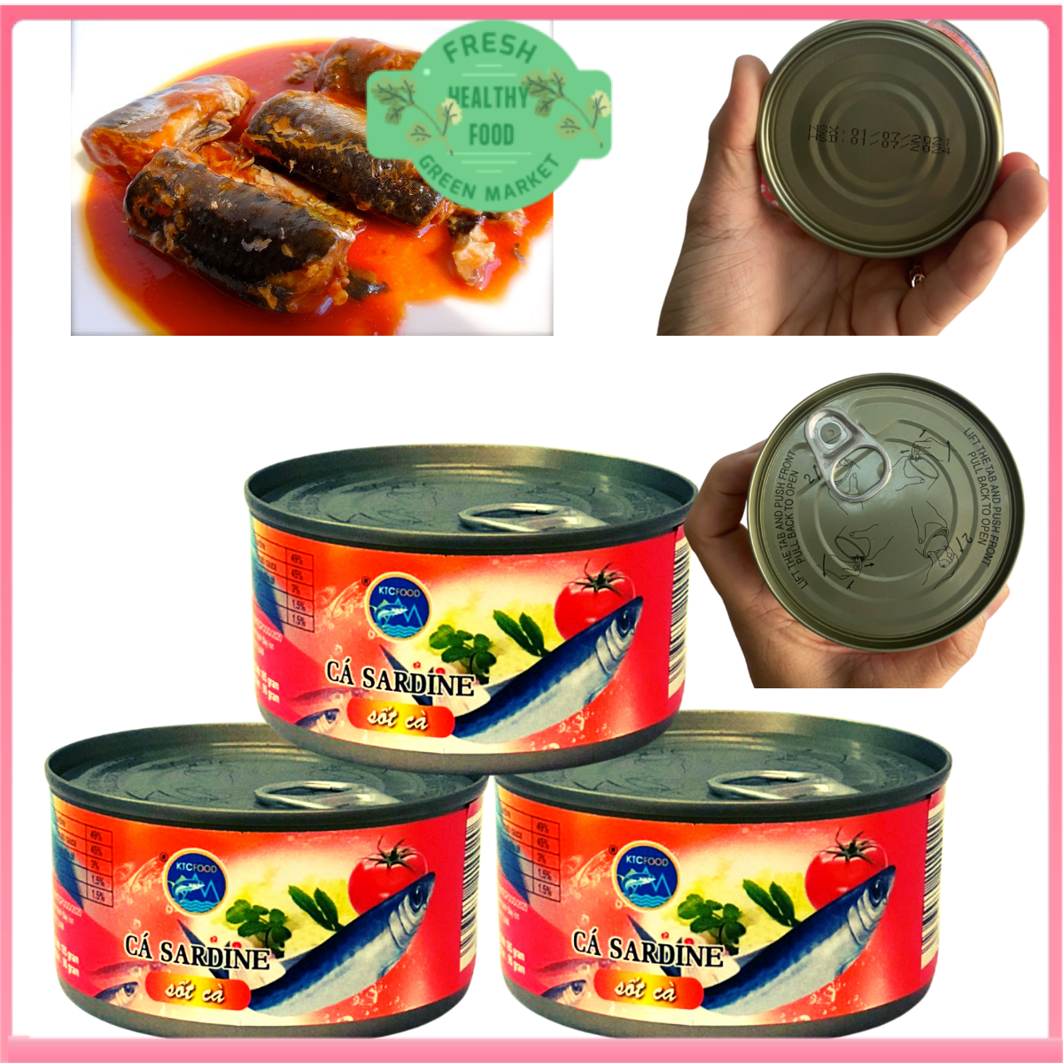 [HCM][Hộp dẹp] Cá mòi sốt cà xuất khẩu KTC Food Kiên Giang 185g/hộp