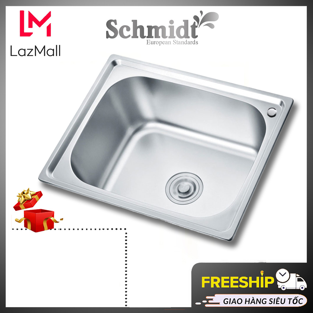 Chậu rửa chén bát schmidt 6045 1 hố đơn inox cao cấp 304, bồn rửa mặt, chau rua chen, nguyên đúc 60x45x23 , thiết kế kiểu dáng sang trọng, đẹp mắt, gọn gàng- hàng chính hãng