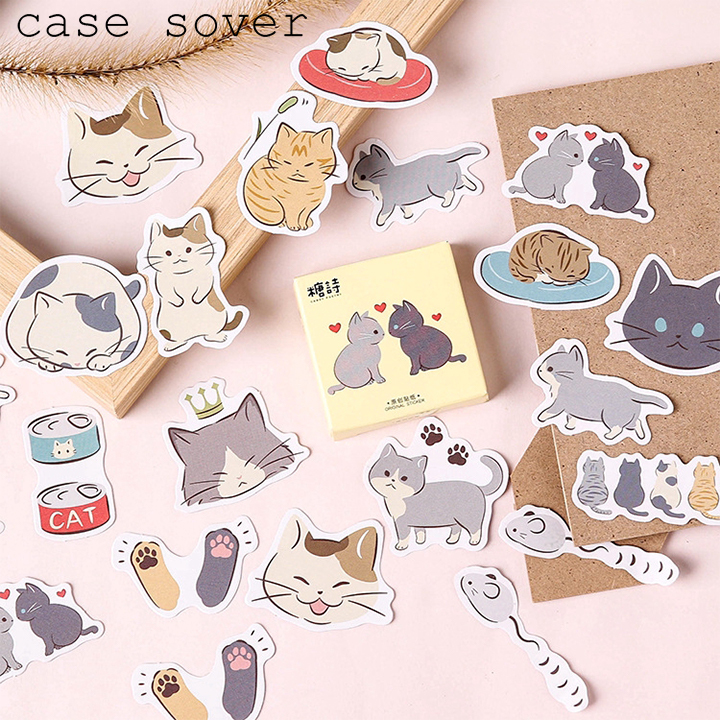 Hộp 45 Sticker Chủ Đề Mèo Cặp Đôi Trang Trí Planner - Case Sover