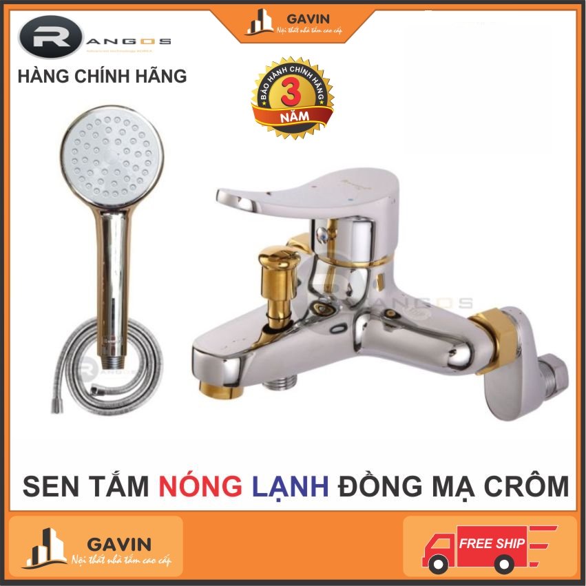 Bộ sen tắm cao cấp đồng mạ crom Rangos 02S